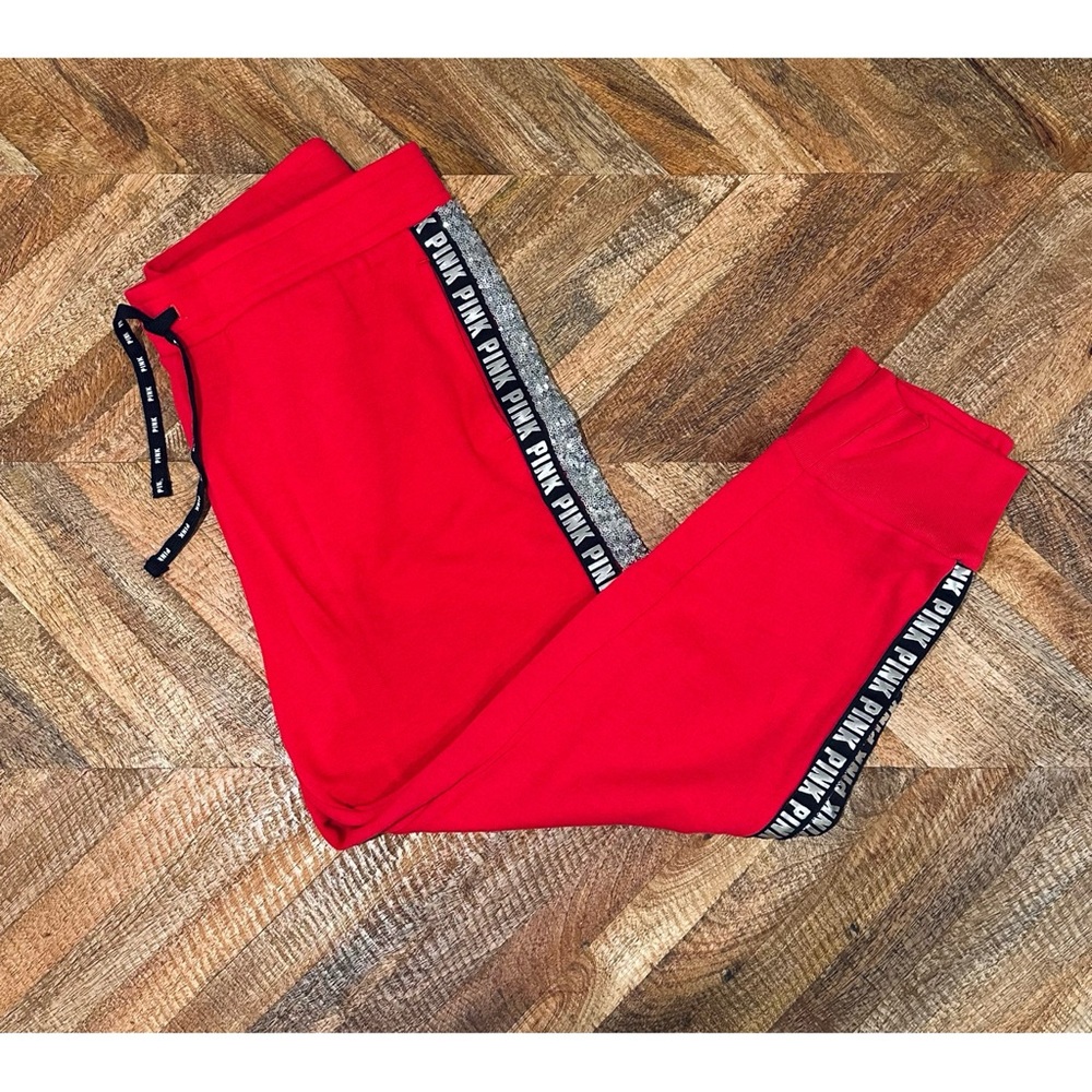 **NEW** Victoria’s Secret | PINK : Red & Sequin accent Jogger Sweats